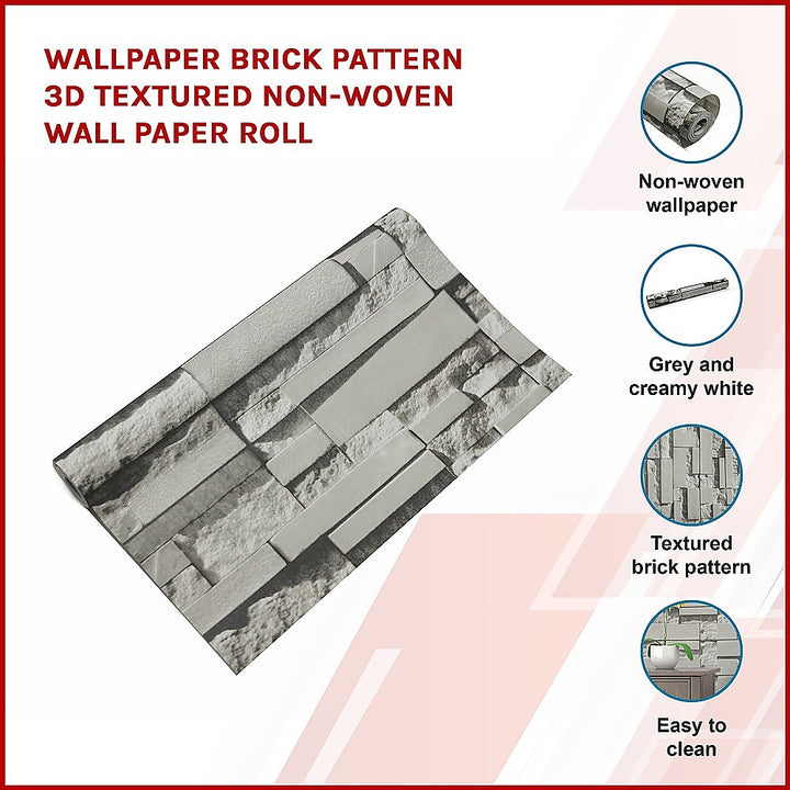 Wallpaper Brick Pattern 3D Textured Non-woven Wall Paper Roll