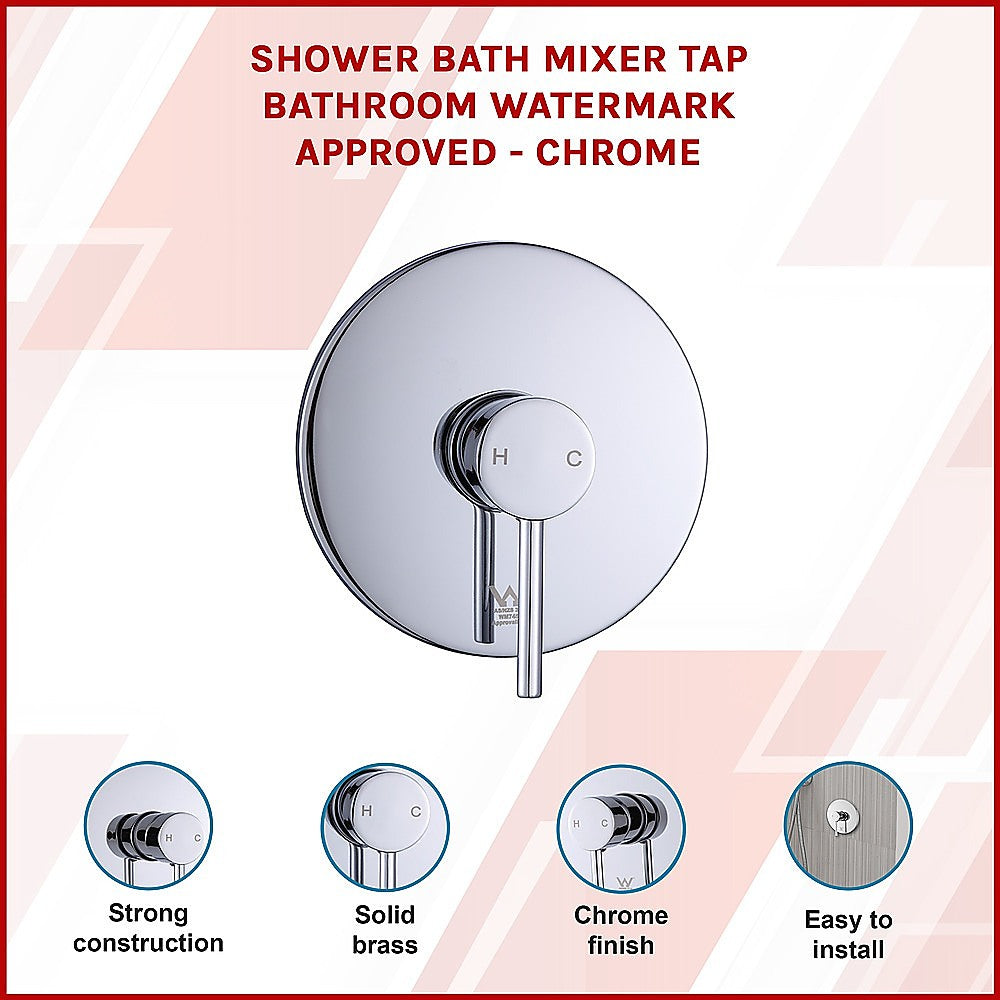 Shower Bath Mixer Tap Bathroom WATERMARK Approved - Chrome