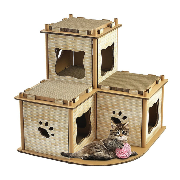 Cat Cardboard House Tree Tower Condo Scratcher Pet Post Pad Mat Furniture