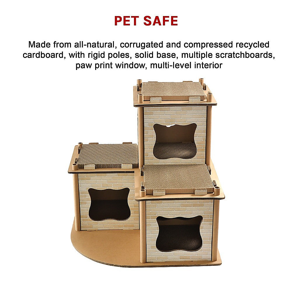 Cat Cardboard House Tree Tower Condo Scratcher Pet Post Pad Mat Furniture