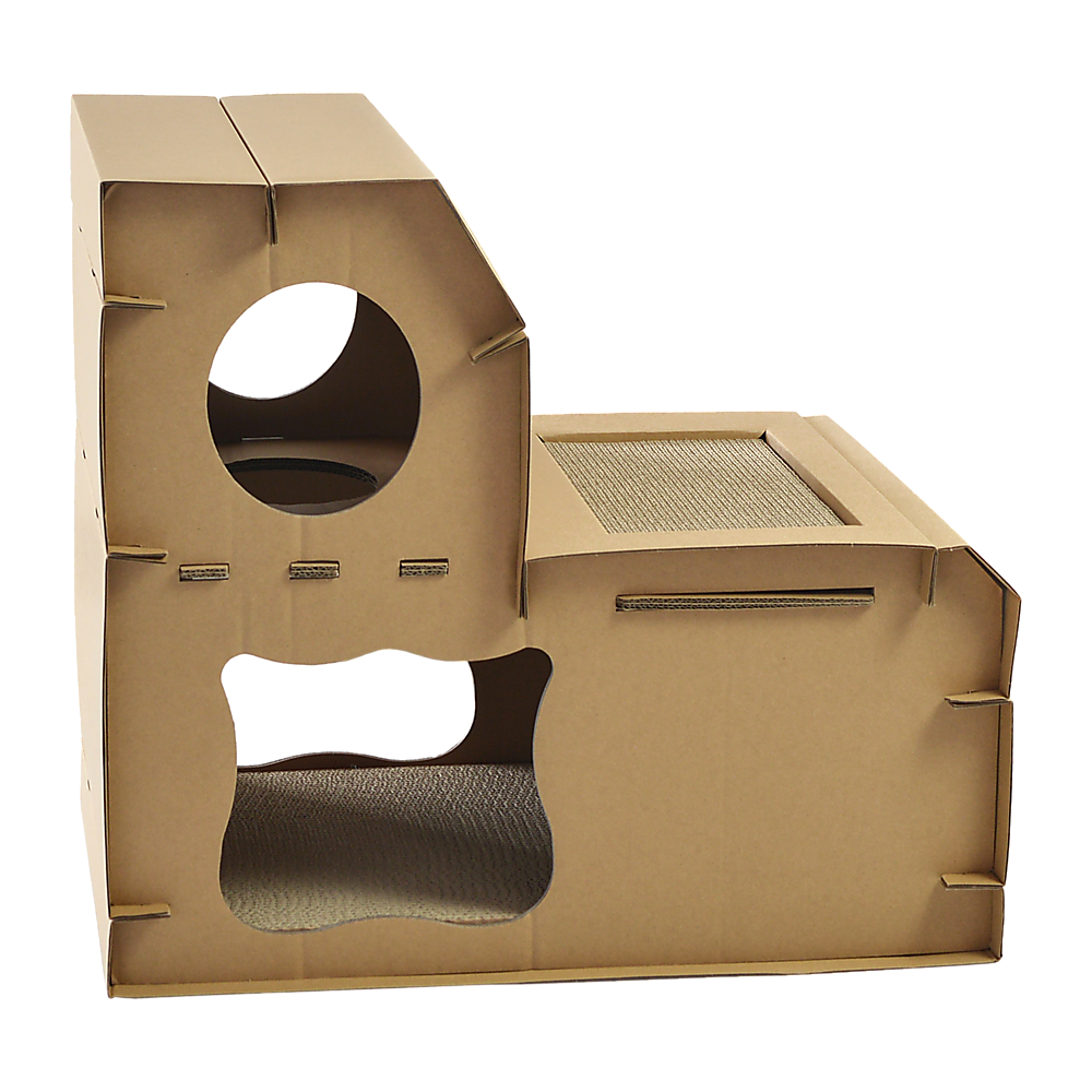 Cat Cardboard House Tree Tower Condo Scratcher Pet Post Pad Mat Furniture