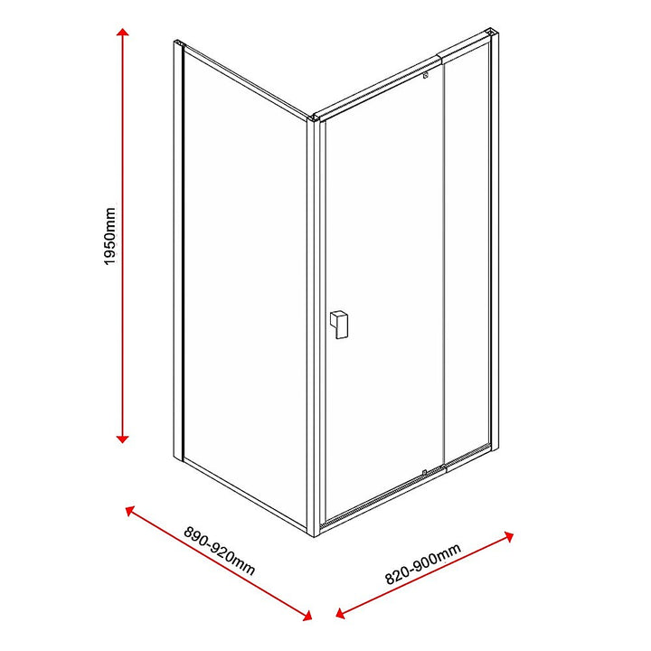 Semi Frameless Shower Screen (82~90)x 195cm & (89~92)x 195cm Side AS/NZS Glass