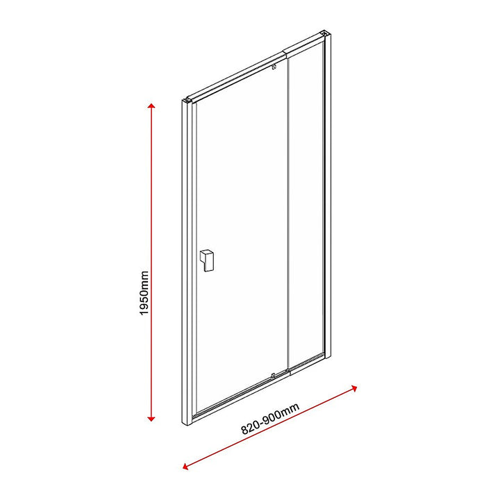 Adjustable Semi Frameless Shower Screen (82~90) x 195cm Australian Safety Glass