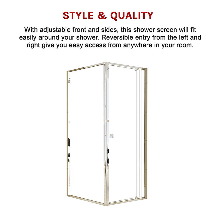 Semi Frameless Shower Screen (74~82)x 195cm & (89~92)x 195cm Side AS/NZS Glass