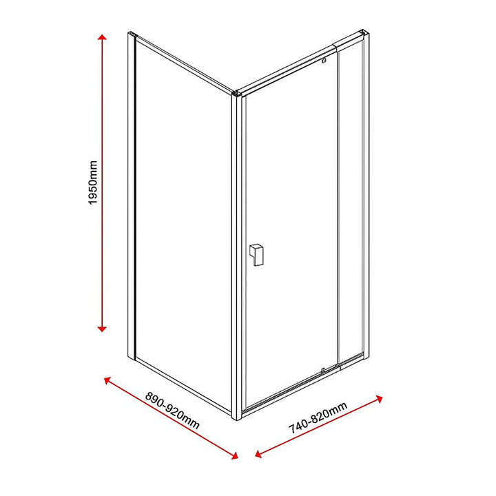 Semi Frameless Shower Screen (74~82)x 195cm & (89~92)x 195cm Side AS/NZS Glass