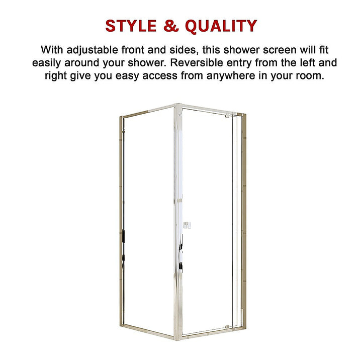 Semi Frameless Shower Screen (74~82)x 195cm & (77~80)x 195cm Side AS/NZS Glass