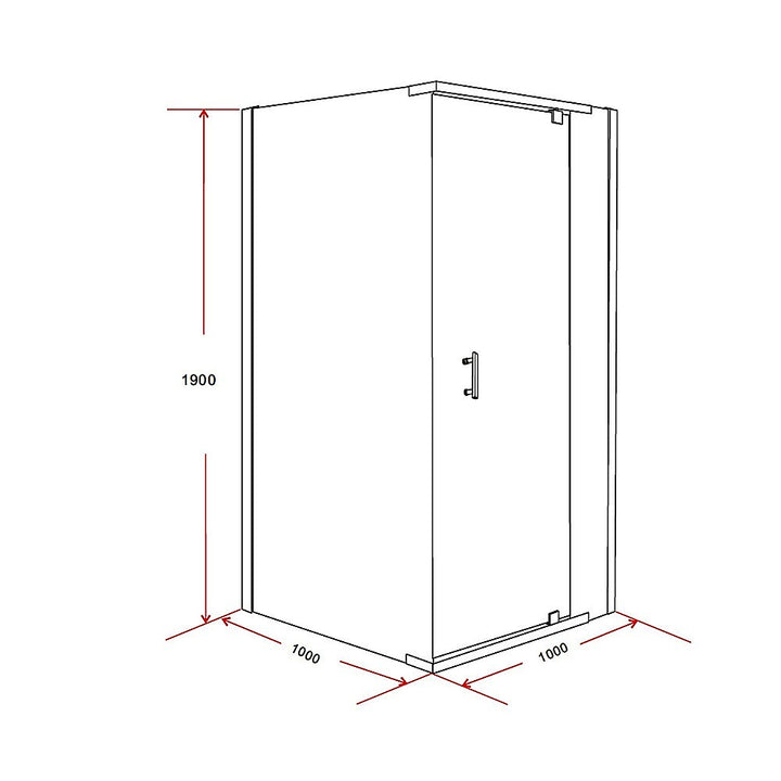 Shower Screen 1000x1000x1900mm Framed Safety Glass Pivot Door By Della Francesca