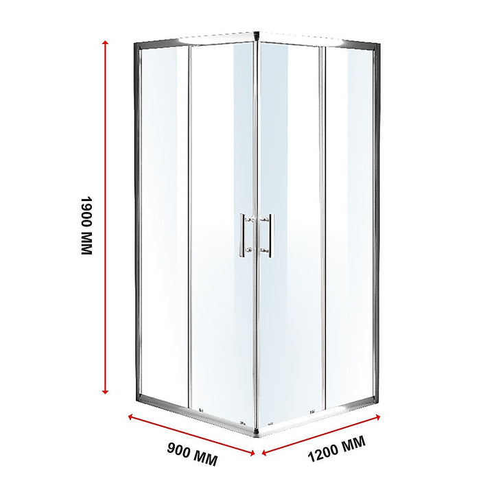 900 x 1200mm Sliding Door Nano Safety Glass Shower Screen By Della Francesca