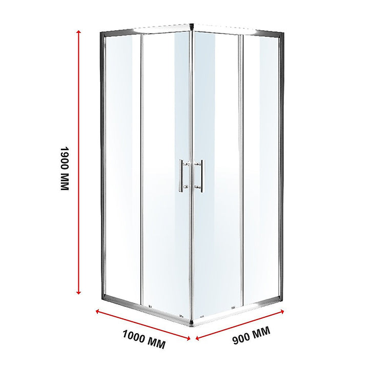 1000 x 900mm Sliding Door Nano Safety Glass Shower Screen By Della Francesca