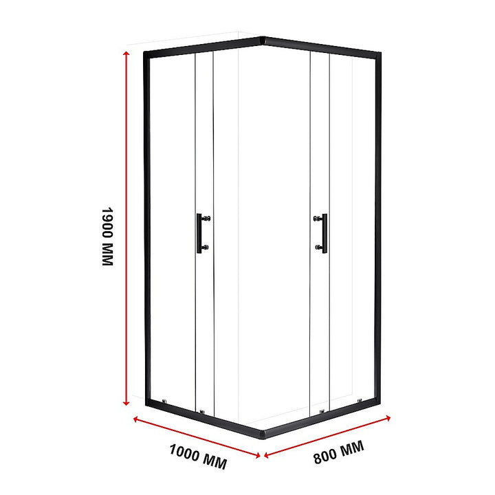 1000 x 800mm Sliding Door Nano Safety Glass Shower Screen By Della Francesca