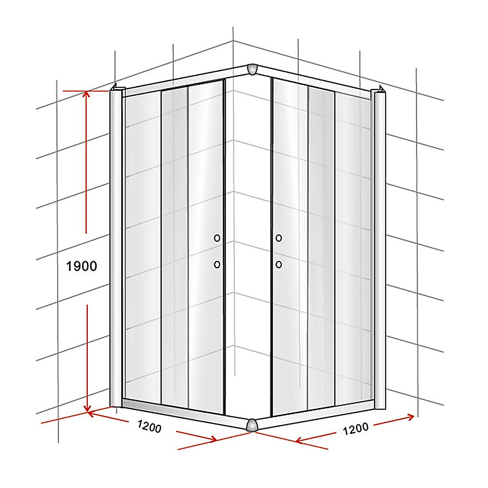 1200 x 1200mm Sliding Door Nano Safety Glass Shower Screen By Della Francesca