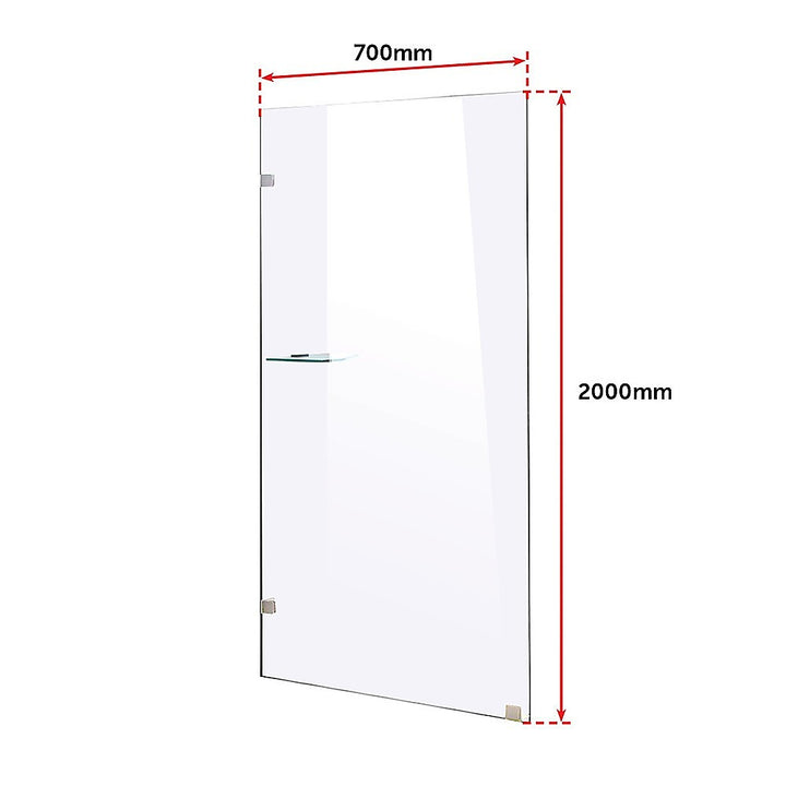 700 x 2000mm Frameless 10mm Safety Glass Shower Screen