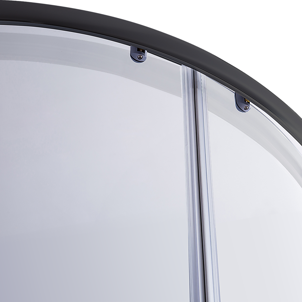 90 x 90cm Rounded Sliding 6mm Curved Shower Screen with Base in Black