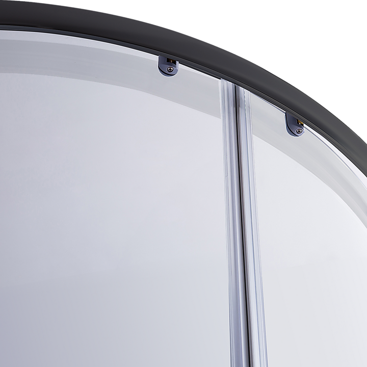 90 x 90cm Rounded Sliding 6mm Curved Shower Screen with Base in Black