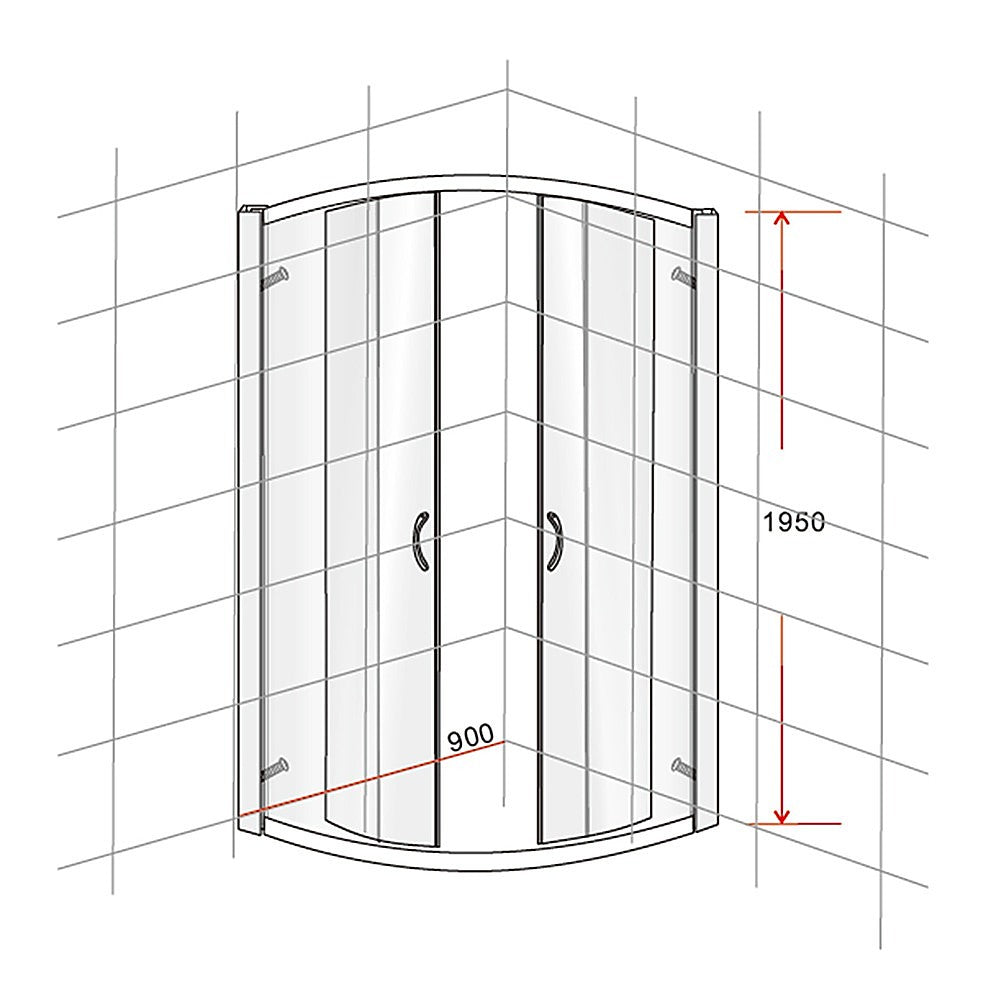 90 x 90cm Rounded Sliding 6mm Curved Shower Screen with Base in Black