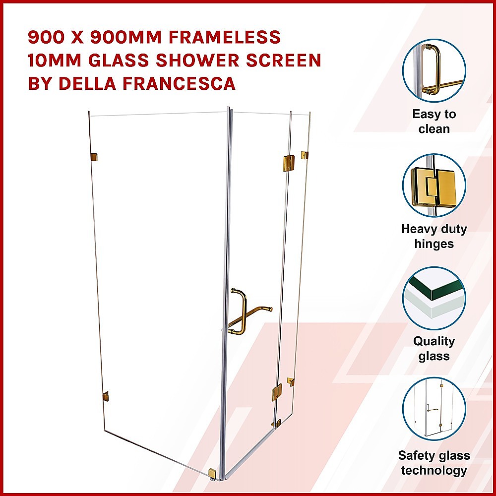 900 x 900mm Frameless 10mm Glass Shower Screen By Della Francesca