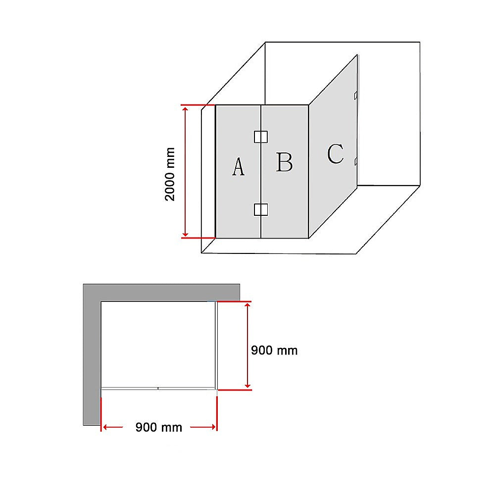 900 x 900mm Frameless 10mm Glass Shower Screen By Della Francesca