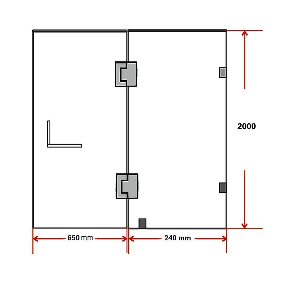 90 x 200cm Wall to Wall Frameless Shower Screen 10mm Glass By Della Francesca