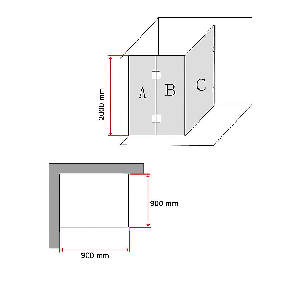 900 x 900mm Frameless 10mm Glass Shower Screen By Della Francesca