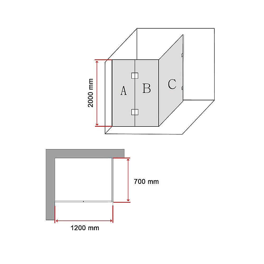 1200 x 700mm Frameless 10mm Glass Shower Screen By Della Francesca