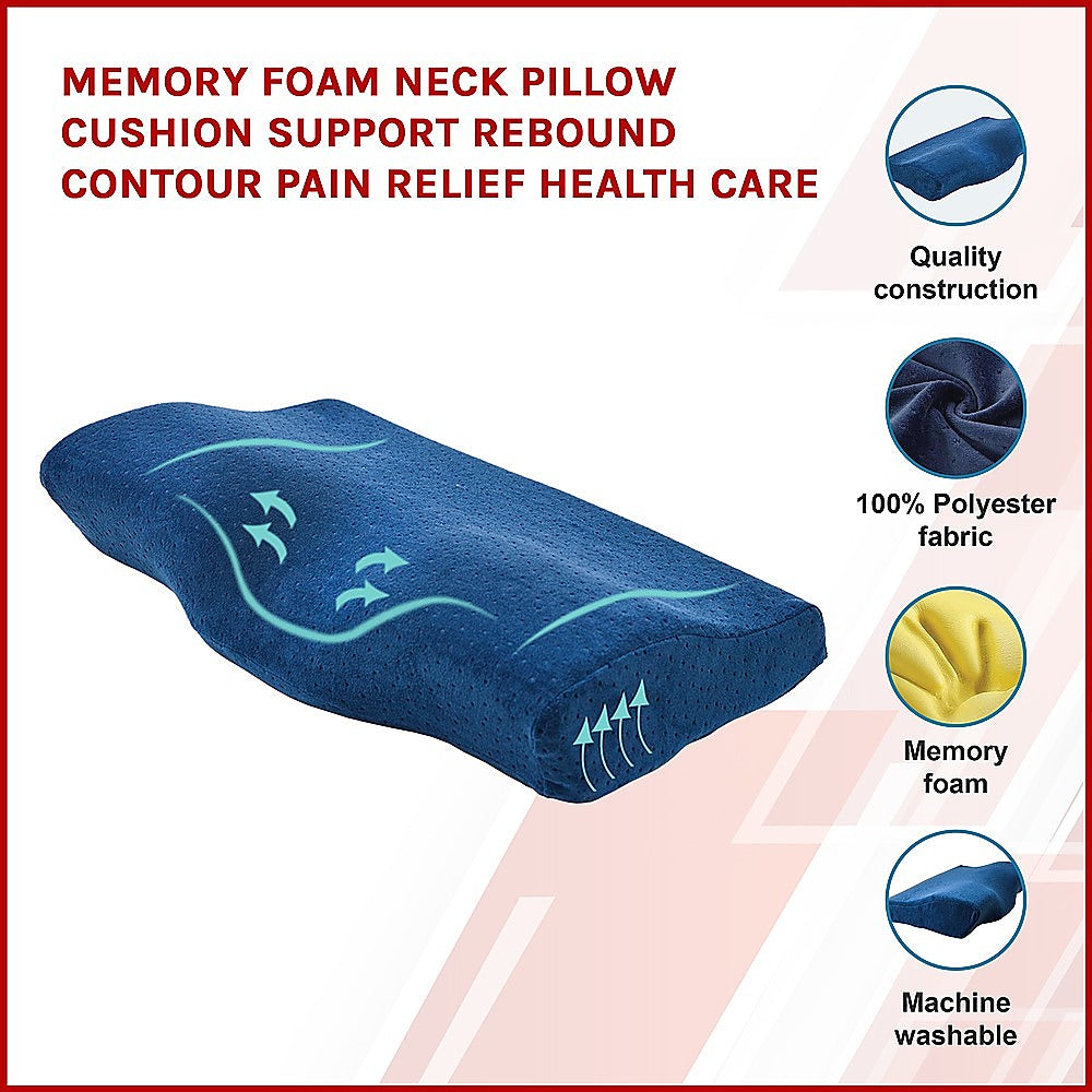 Memory Foam Neck Pillow Cushion Support Rebound Contour Pain Relief Health Care