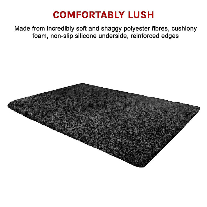 230x200cm Floor Rugs Large Shaggy Rug Area Carpet Bedroom Living Room Mat - Black