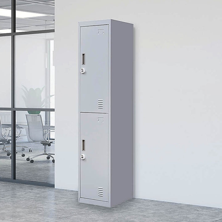 2-Door Vertical Locker for Office Gym Shed School Home Storage