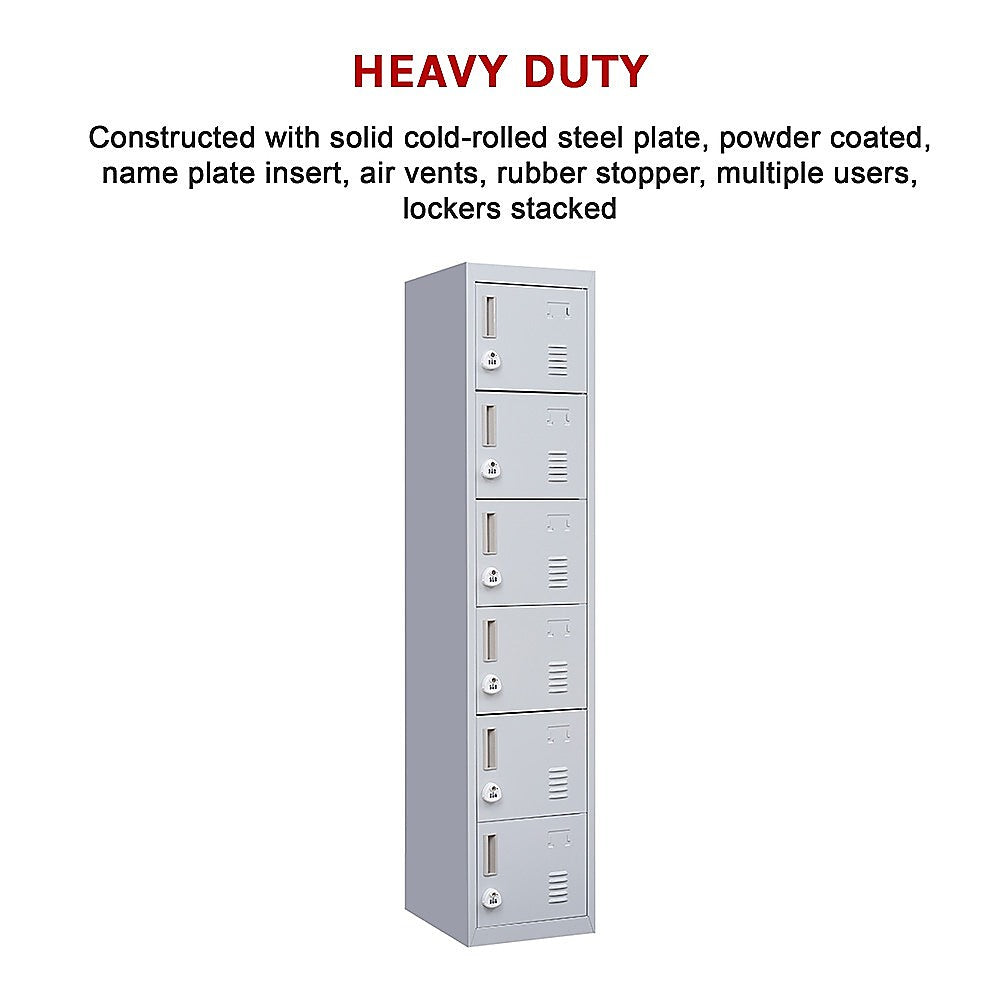 6-Door Locker for Office Gym Shed School Home Storage