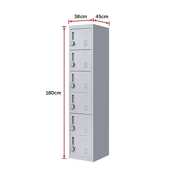 6-Door Locker for Office Gym Shed School Home Storage