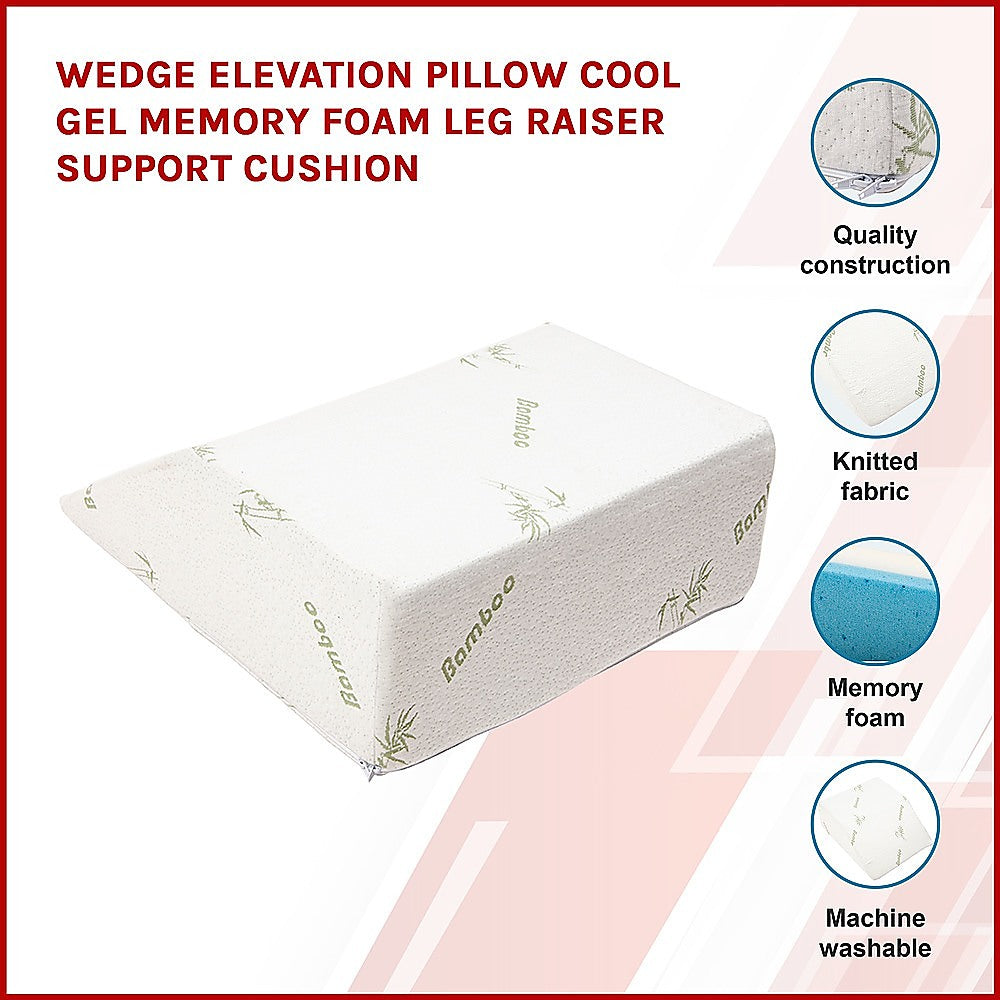 Wedge Elevation Pillow Cool Gel Memory Foam Leg Raiser Support Cushion