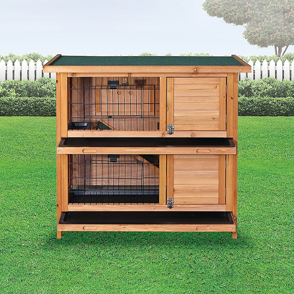 Large Rabbit Hutch with BASE Chicken Coop 2 Storey Guinea Pig Pet Cage House