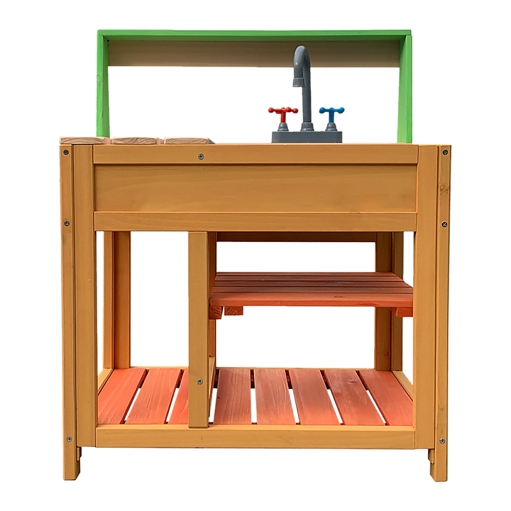 Childrens Outdoor Play Mud Kitchen Sand Pit with Display Shelf