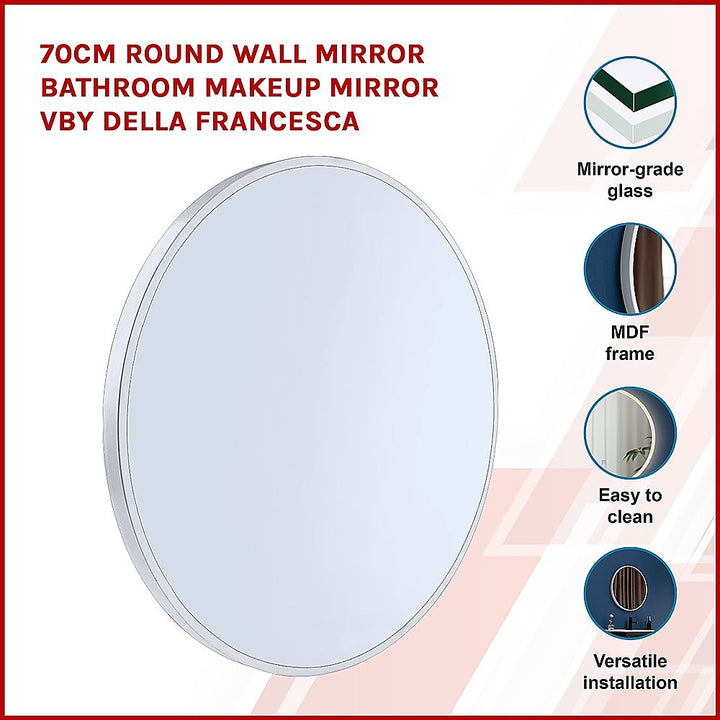 70cm Round Wall Mirror Bathroom Makeup Mirror by Della Francesca