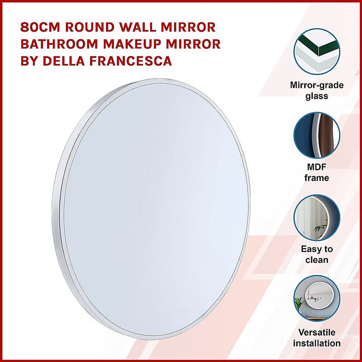 80cm Round Wall Mirror Bathroom Makeup Mirror by Della Francesca