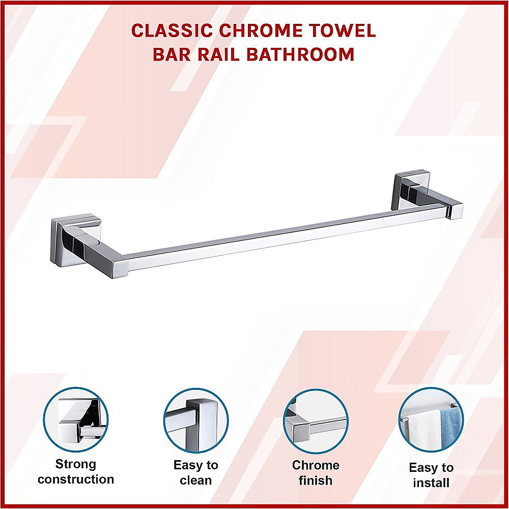 Classic Chrome Towel Bar Rail Bathroom