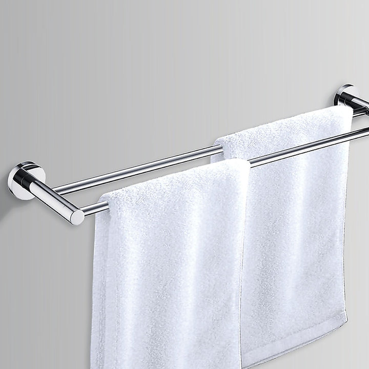 Double Classic Chrome Towel Bar Rail Bathroom