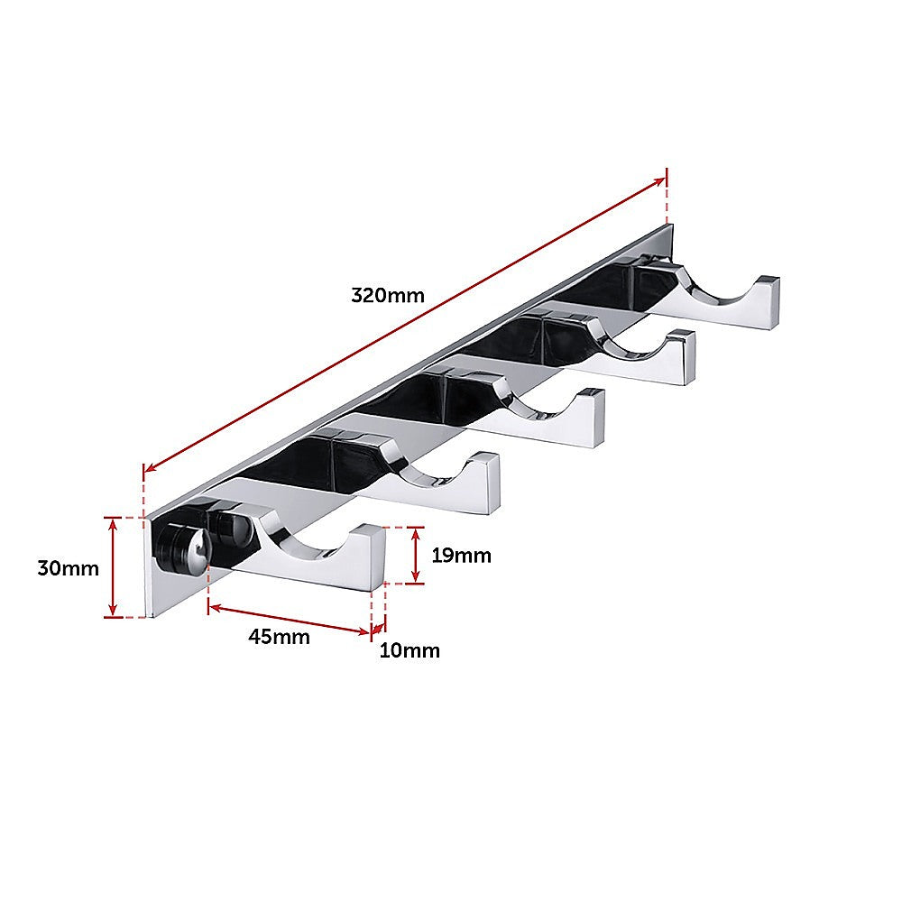 5-Hook Bathroom Robe and Towel Rail Bar Rack