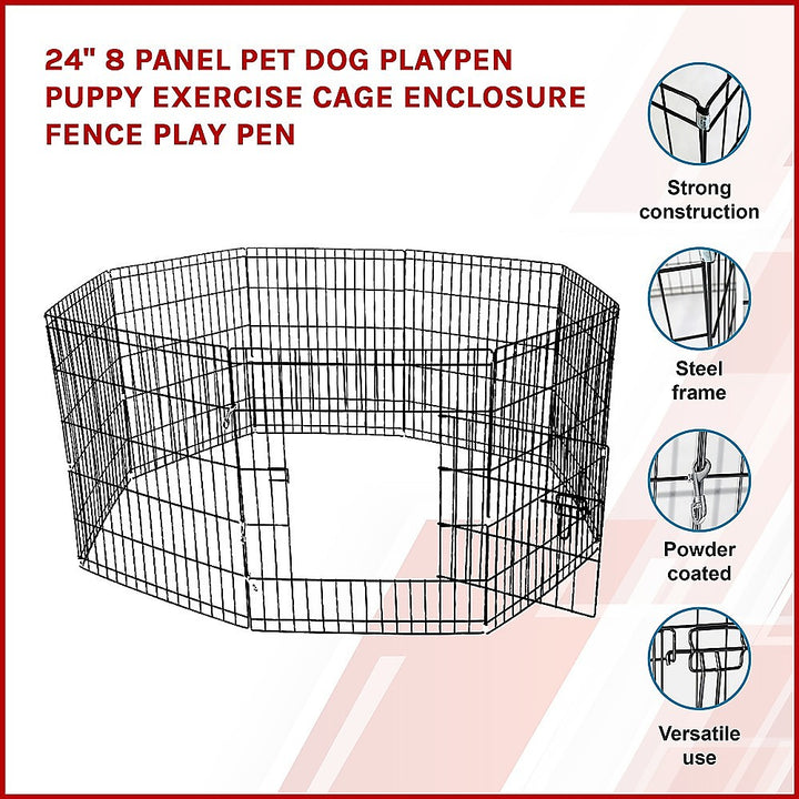 24" 8 Panel Pet Dog Playpen Puppy Exercise Cage Enclosure Fence Play Pen