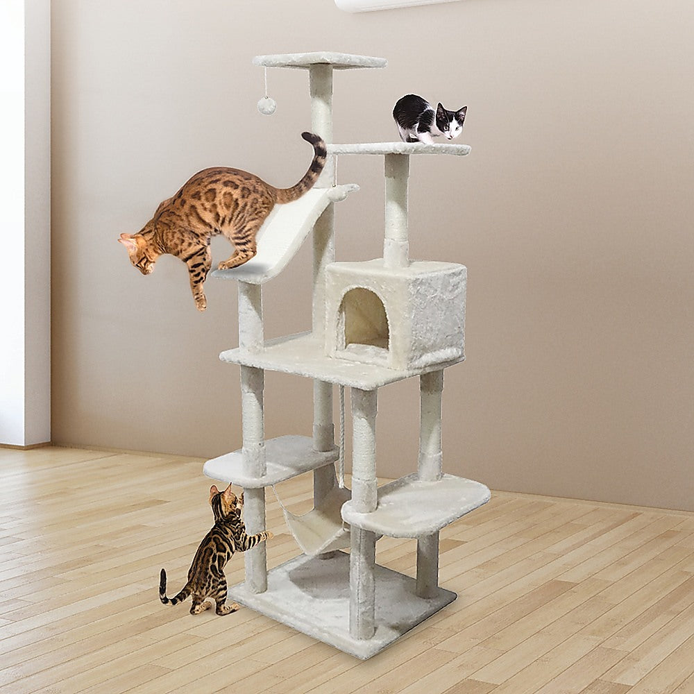 171cm Cat Tree Trees Scratching Post Scratcher Tower Condo House - Beige