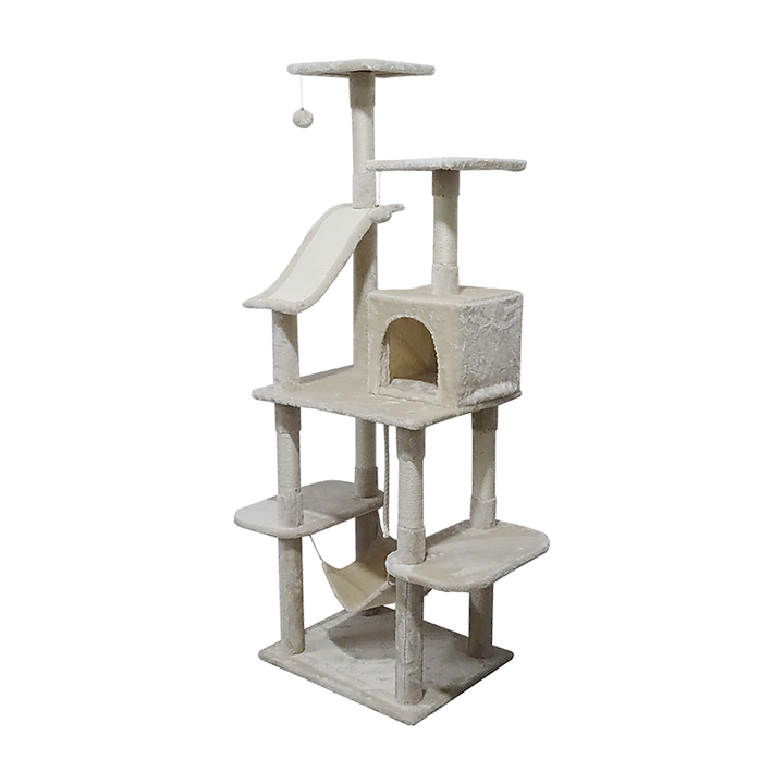 171cm Cat Tree Trees Scratching Post Scratcher Tower Condo House - Beige