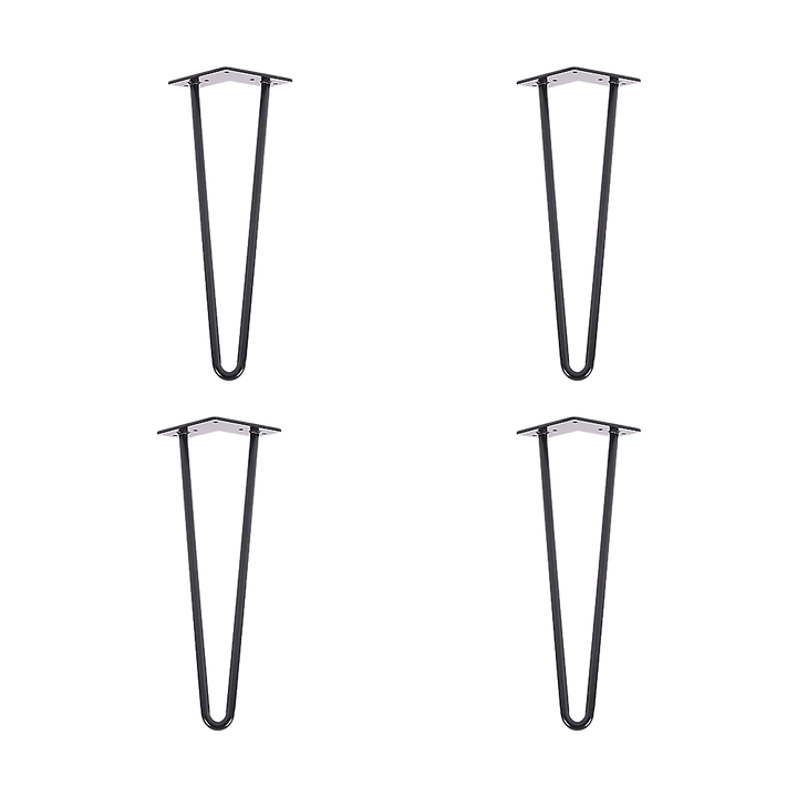 Set of 4 Industrial Retro Hairpin Table Legs 12mm Steel Bench Desk - 41cm Black