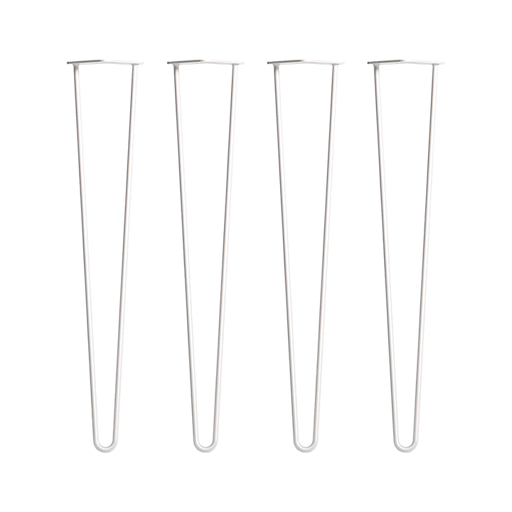 Set of 4 Industrial Retro Hairpin Table Legs 12mm Steel Bench Desk - 71cm White