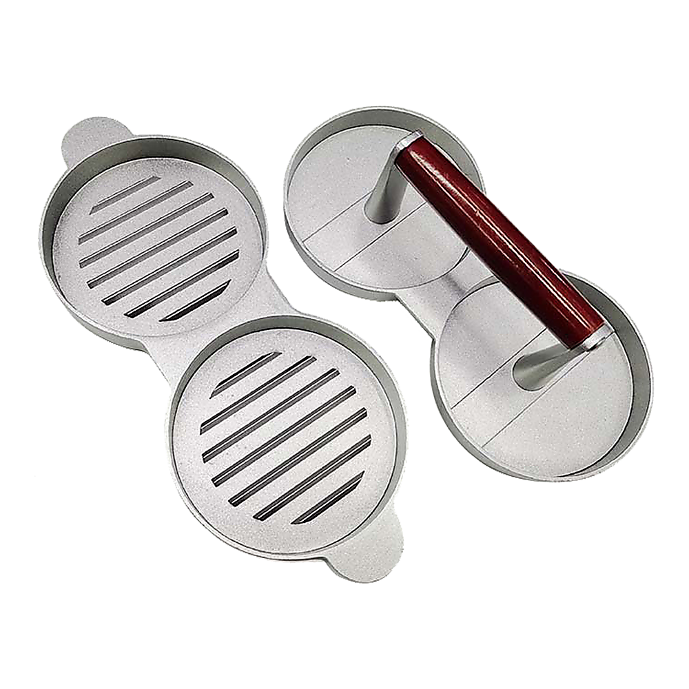 Double Burger Press Hamburger Maker Non Stick Aluminium Beef Patty Meat BBQ