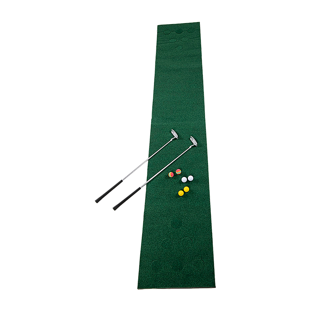 Golf Beer Pong Game Toy Set Green Golf Putting Matt with 2 Putters, 6 Balls