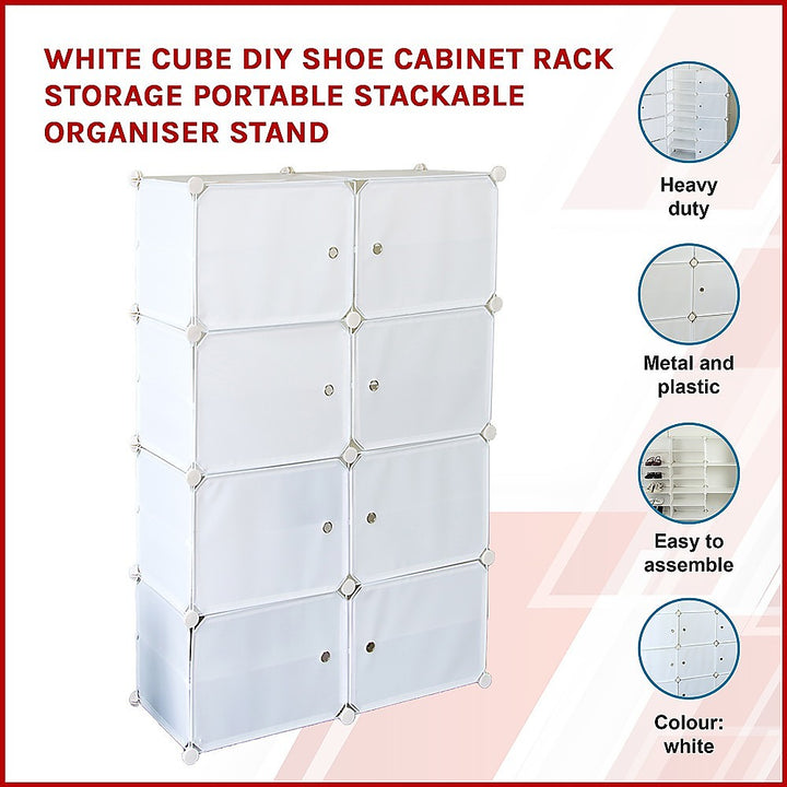 White Cube DIY Shoe Cabinet Rack Storage Portable Stackable Organiser Stand