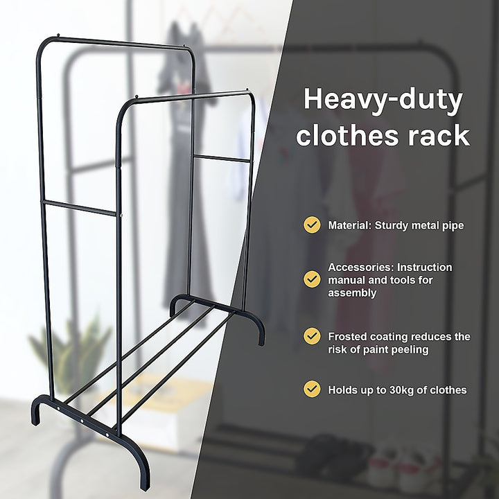 Heavy Metal Double Clothes Rail Hanging Rack Garment Display Stand Storage Shelf