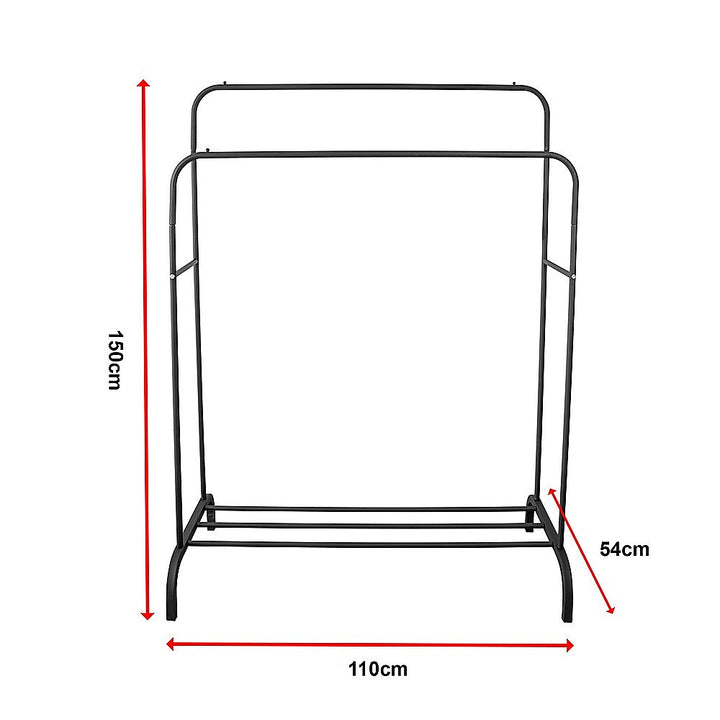 Heavy Metal Double Clothes Rail Hanging Rack Garment Display Stand Storage Shelf