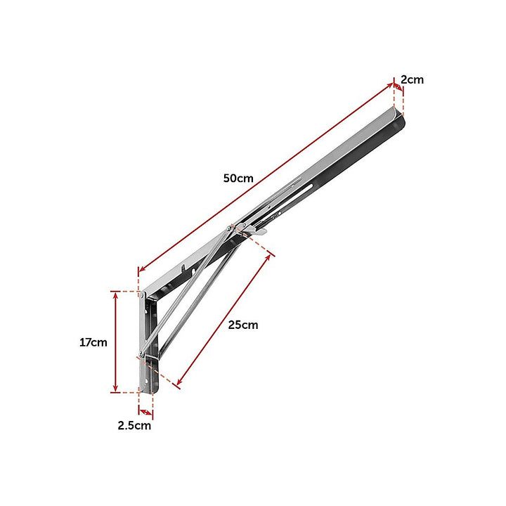 2x 20" Stainless Steel Folding Table Bracket Shelf Bench 50kg Load Heavy Duty