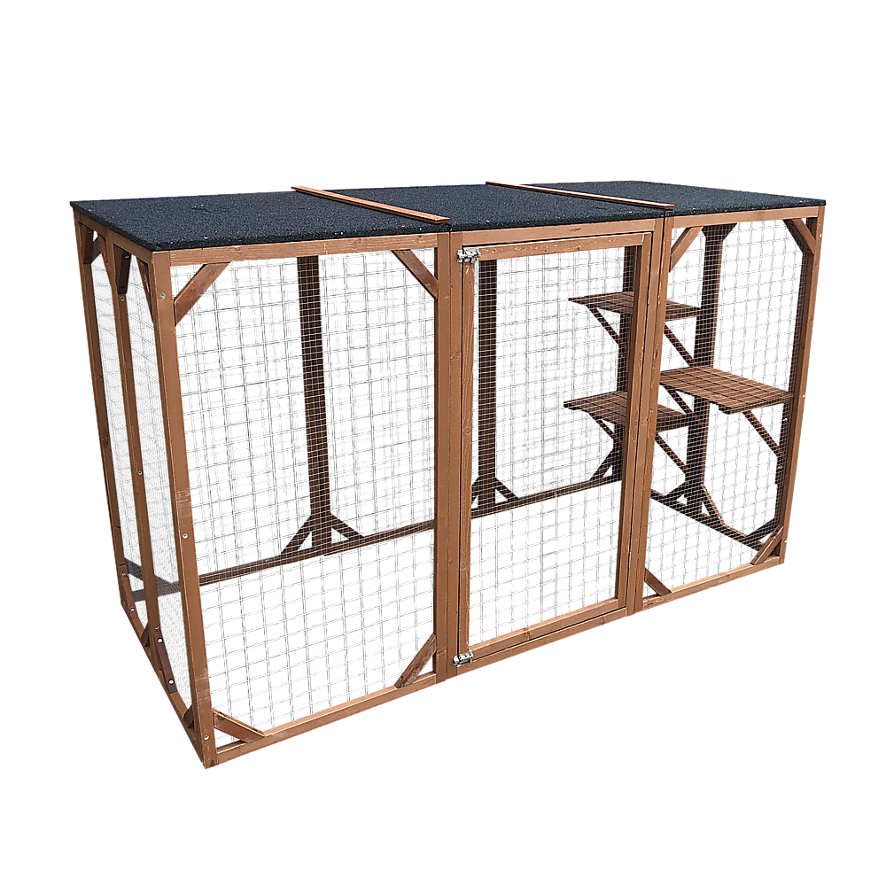 180cm Large Cat Enclosure Wooden Outdoor Cage with 3 Platforms