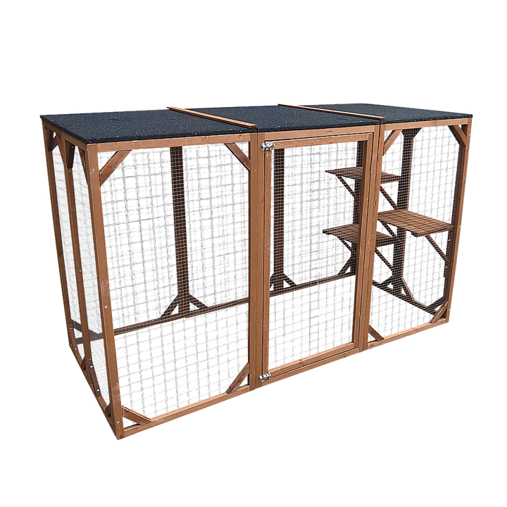 180cm Large Cat Enclosure Wooden Outdoor Cage with 3 Platforms